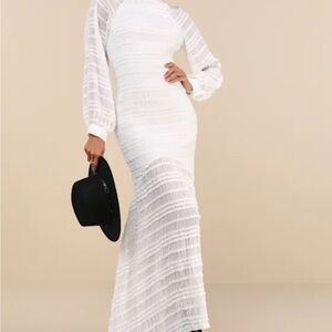 Lulu's White Dress with tie neck